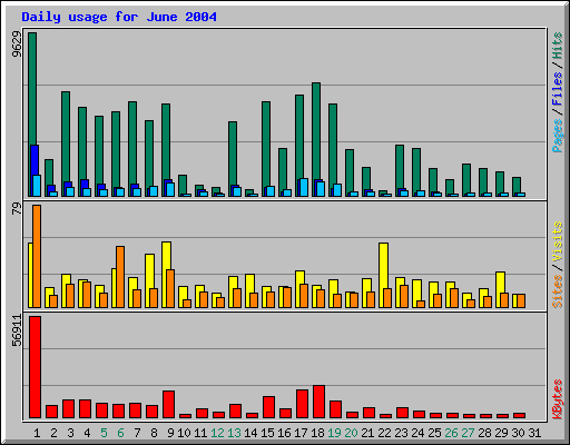 Daily usage for June 2004