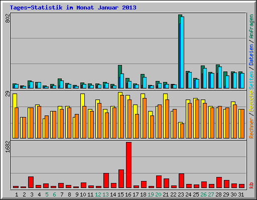 Tages-Statistik im Monat Januar 2013