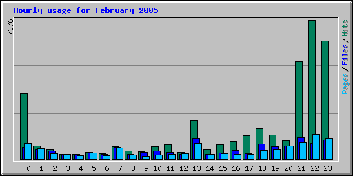 Hourly usage for February 2005