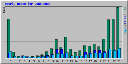 Hourly usage for June 2005