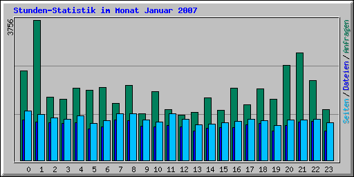 Stunden-Statistik im Monat Januar 2007