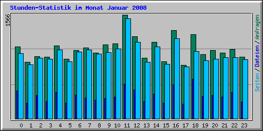 Stunden-Statistik im Monat Januar 2008